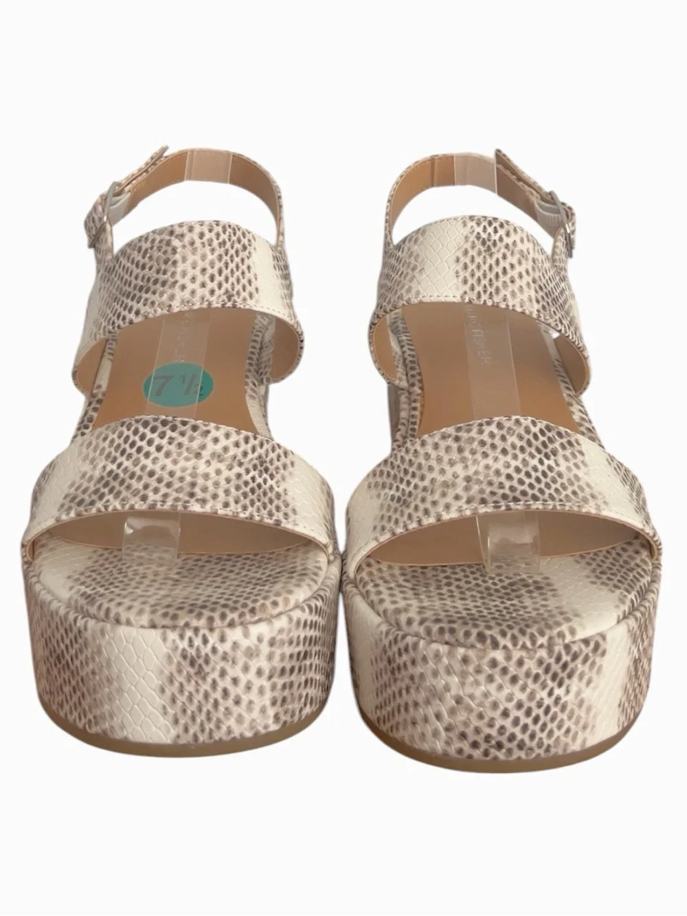New Marc Fisher Panache Snakeskin Print Platform Sandals - Size 7.5